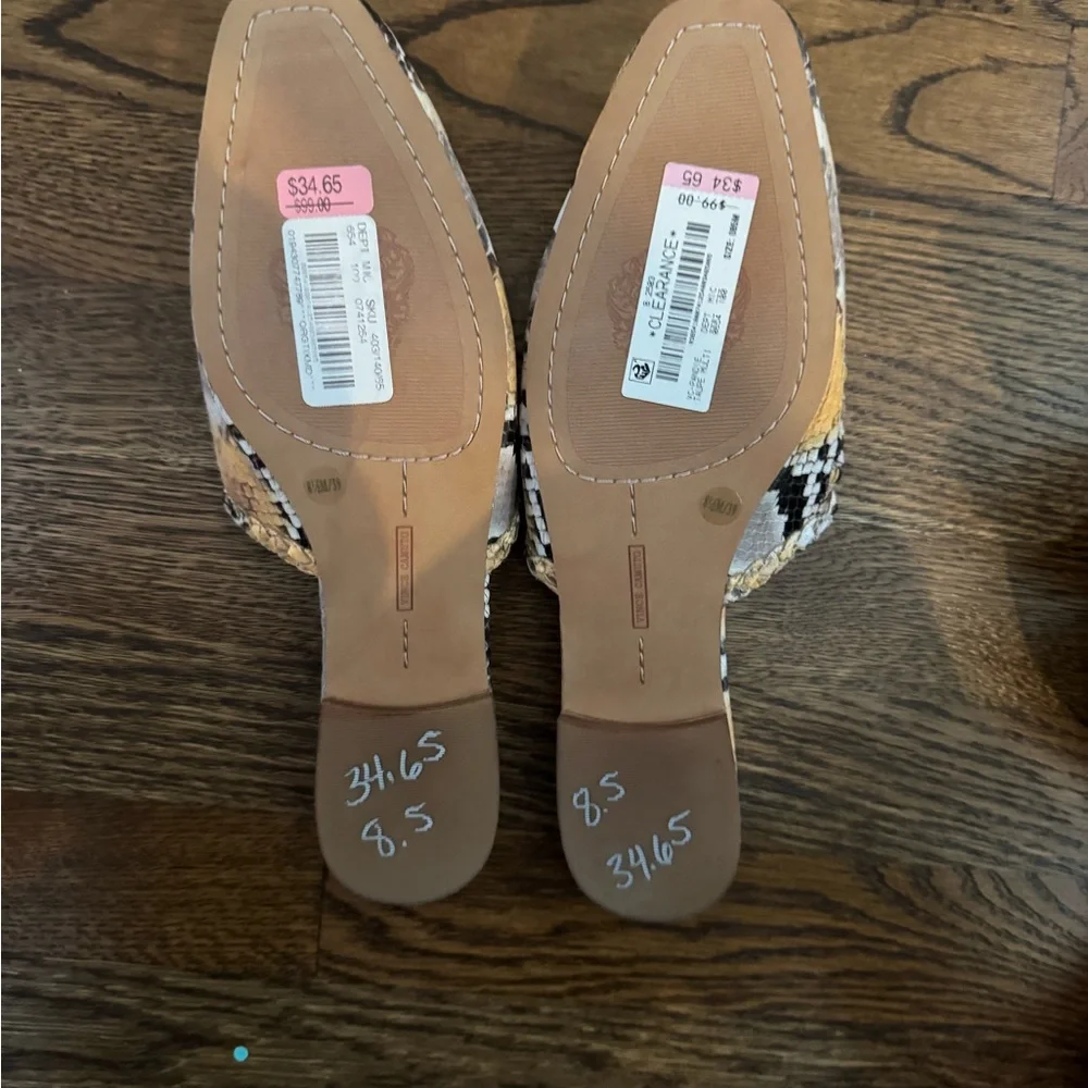 Vince Camuto Women's Woven Mules - Black, White, Gold - Picture 3 of 4